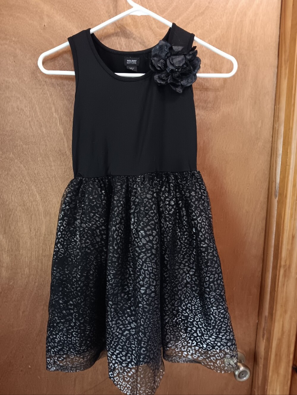 Holiday Editions Black Floral-Accent Girls' Party Dress